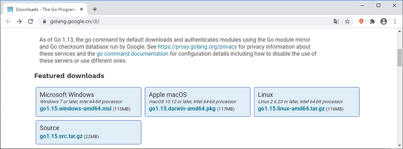 下载Go语言安装程序