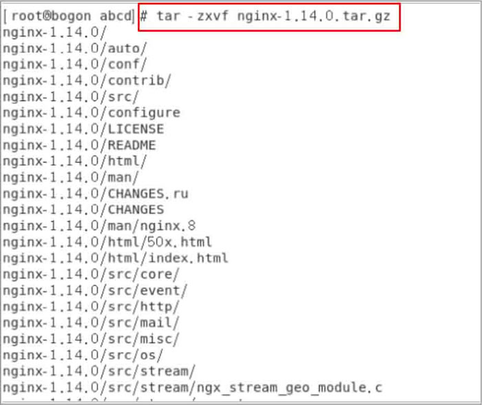 nginx-1.14.0.tar.gz的解压过程