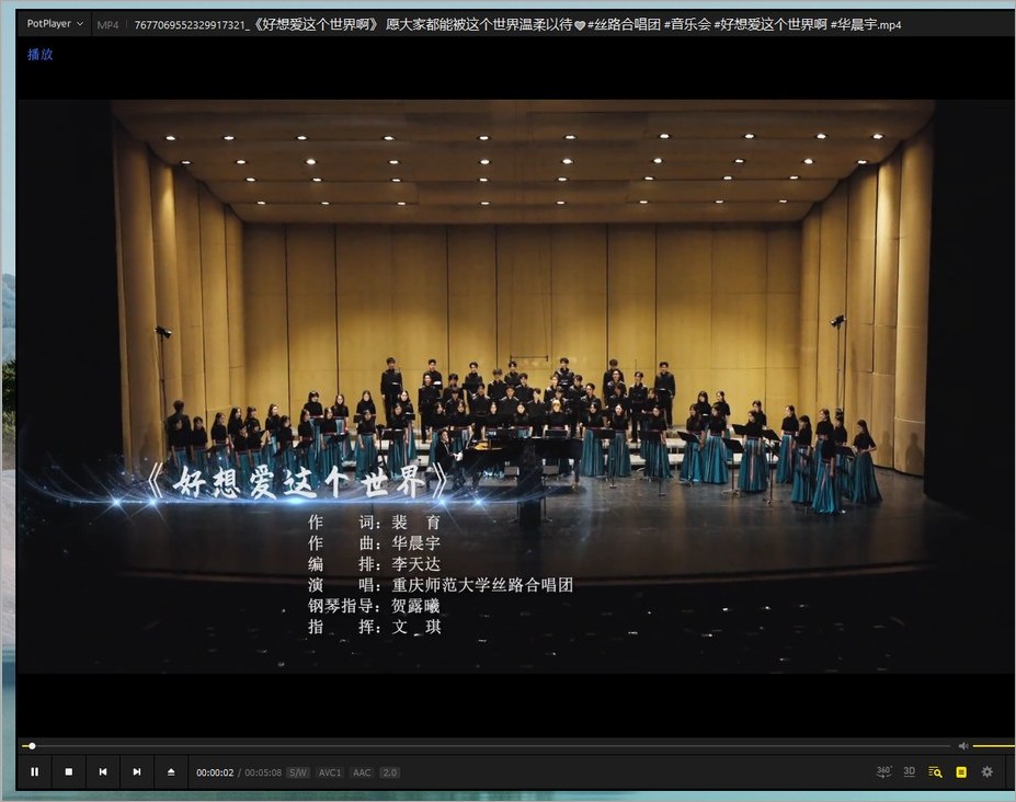 网页链接下载的视频已在PotPlayer打开。