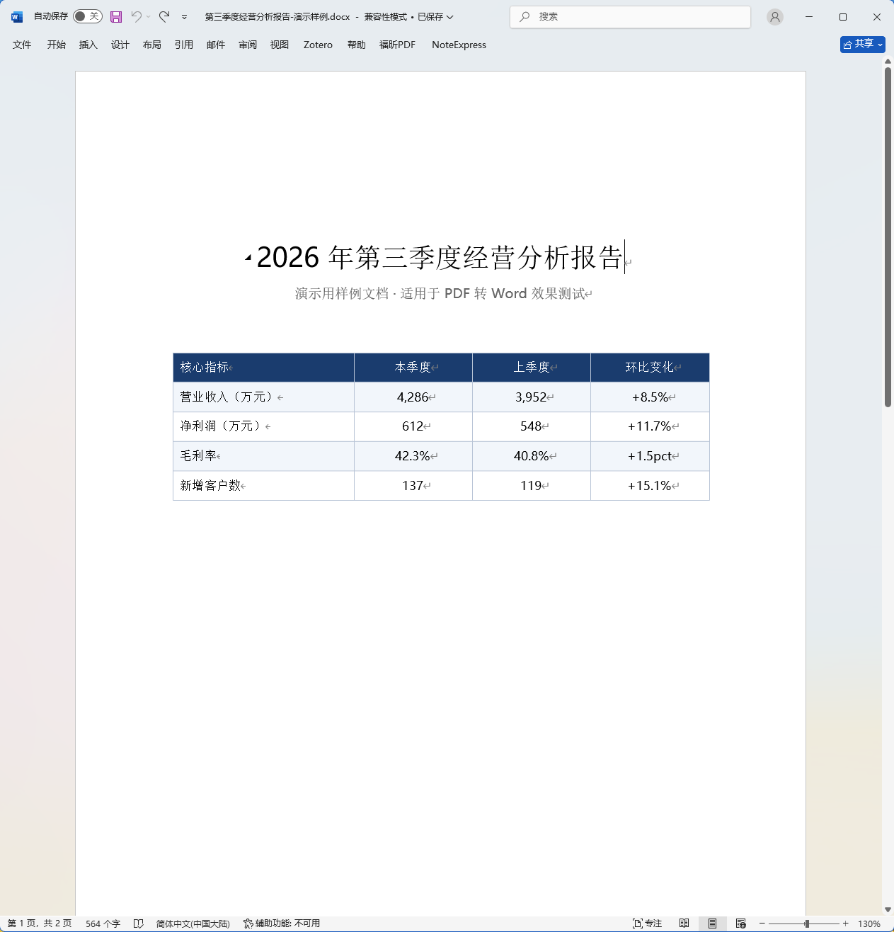 转换后的Word文档